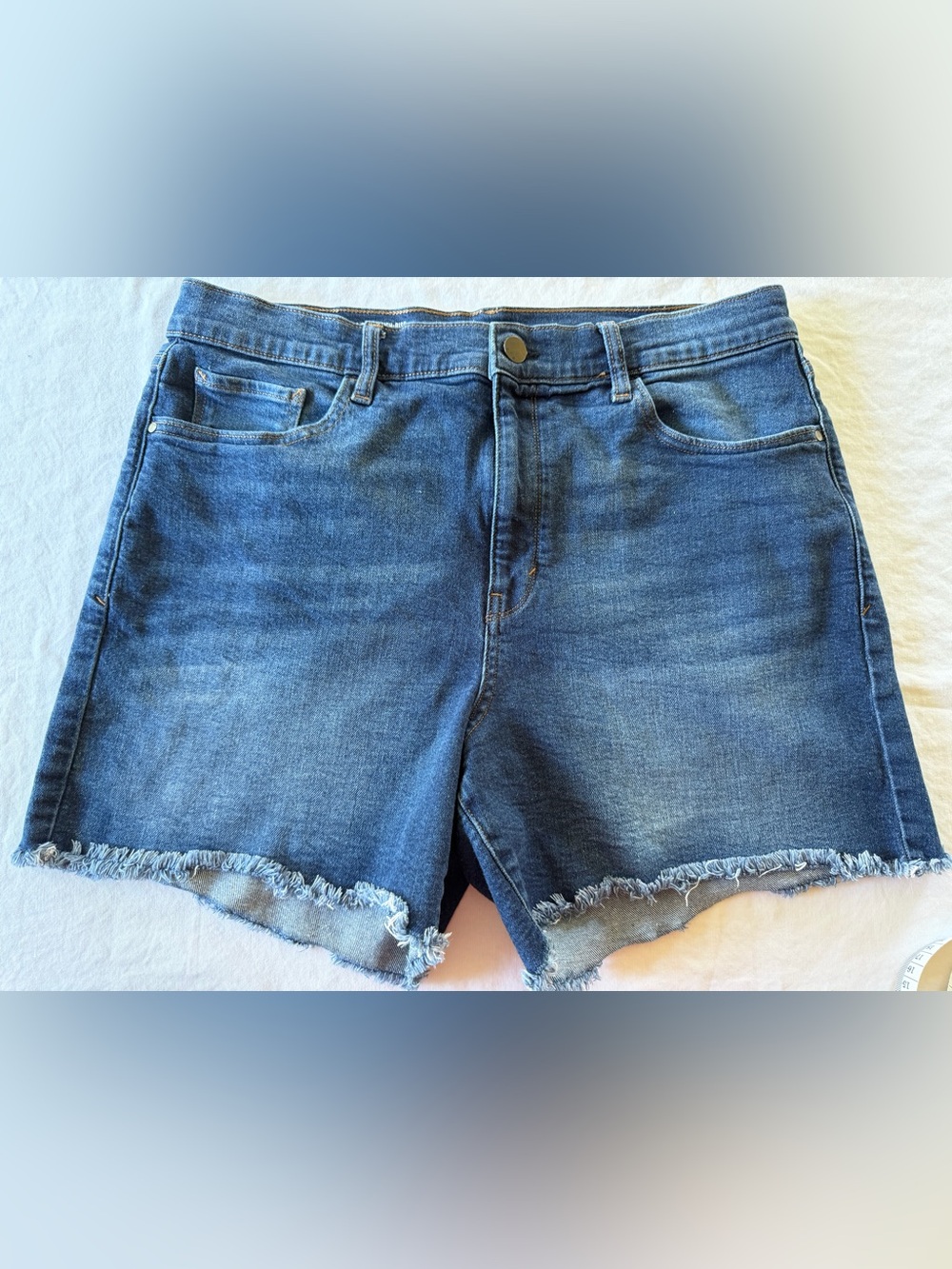 a.n.a Blue Frayed Hem Denim Shorts